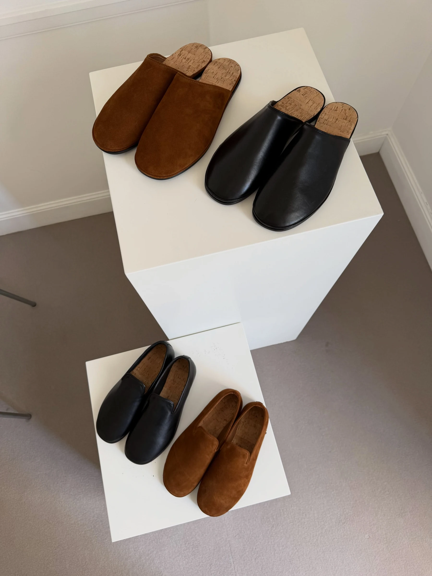 Beachwood mules displayed in the Paris showroom